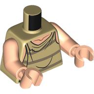 Lego Torso Tatty Vest, Light Nougat Neck, with 3 Stripes Print (Dobby), Light Nougat Arms and Hands / Tan
