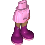 Lego Minidoll Hips and Short Skirt with Medium Nougat Legs and Dark Pink Boots with Silver Star