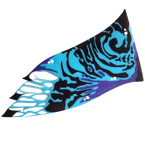 Lego Wing, Right, Banshee, Large, Black and Dark Azure Scales, Dark Purple Trim Print