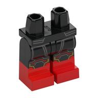 Lego Hips with Black Legs and Red Boots Pattern with Black Straps, Knee Pads Print / Black