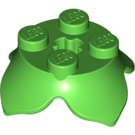 Lego Plant, Leaves, Round 2 x 2 x 2/3 with + Axle Hole and 4 Leaf Extensions / Bright Green