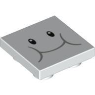 Lego Tile Special 2 x 2 Inverted with Face Print / White