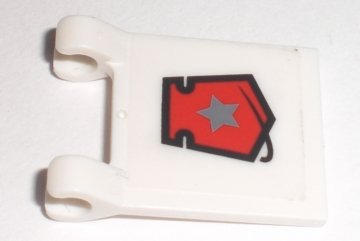 Lego Flag 2 x 2 Square with Flat Edge with Space Police 3 Badge Pattern (Sticker) - Set 5969 / White