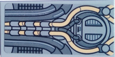 Lego Tile 2 x 4 with SW Millennium Falcon Tan and Dark Bluish Gray Cables and Wires Pattern (Sticker) - Set 75105 / Light Bluish Gray