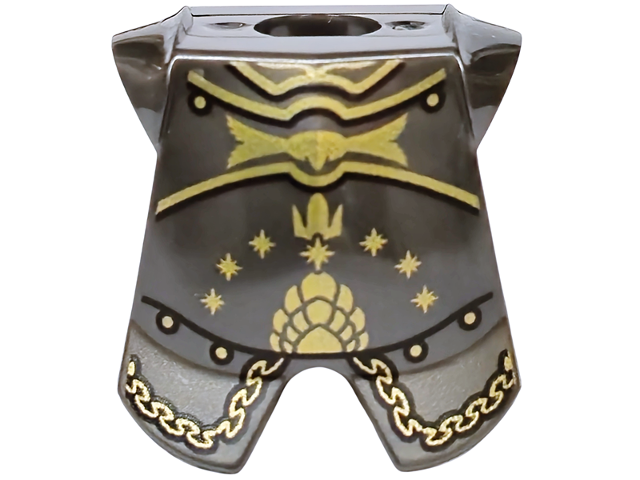 Lego Minifigure Armor Breastplate with Leg Protection with Gold Sparkles, Lines, Hem and Rivets with Black Outlines Pattern