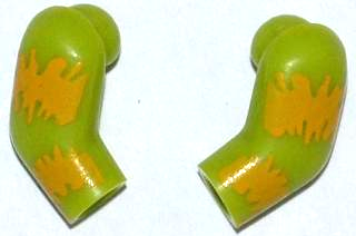 Lego Arm, (Matching Left and Right) Pair with Bright Light Orange Tie-Dyed Stripes Pattern