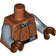 Lego Torso Jacket with Black Belt Print (Captain Panaka), Sand Blue Arms, Reddish Brown Hands / Dark Orange
