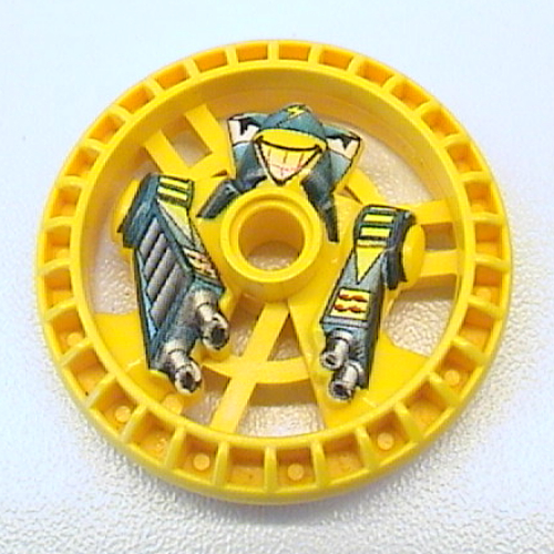 Lego Technic Disc 5 x 5 Notched, Stunner Print / Yellow