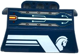 Lego Technic, Panel Engine Block Half / Side Intake with White Stripes, Horse Head and Circuitry Pattern Model Right Side (Stickers) - Set 70312 / Dark Blue