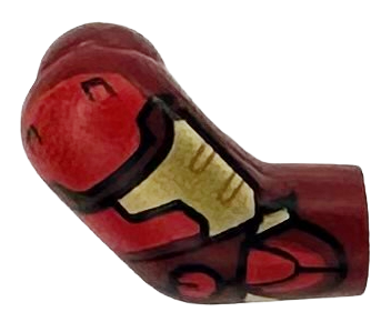 Lego Arm, Right with Gold Armor Plates, Red Shoulder and Panels with Black Outlines Pattern / Dark Red