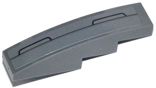 Lego Slope, Curved 4 x 1 with Black Lines Pattern Model Left Side (Sticker) - Set 42023 / Dark Bluish Gray
