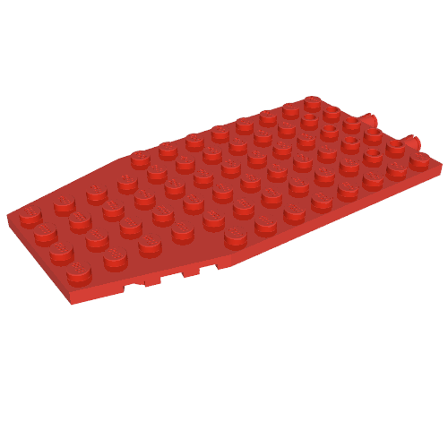 Lego Wedge Plate 6 x 12 x 1 Cut Corners with 2 Fixed Rotatable Pins [aka 4 Juniors Wing Plate] / Red