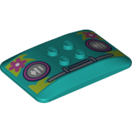 Lego Brick Curved 6 x 4 x 2/3 Quad Curved with 2 x 2 Studs and Grill, Headlights, Magenta Flowers on Bright Green Leaves Print