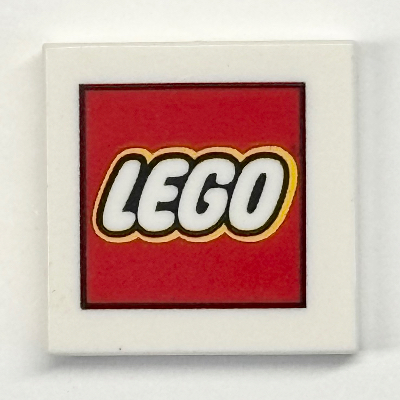 Lego Tile 2 x 2 with LEGO Logo Print / White