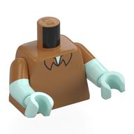 Lego Torso, Dual Molded Arms, Collar Print, Medium Nougat Sleeves Pattern, Light Aqua Arms and Hands / Medium Nougat