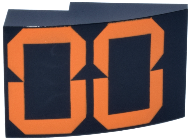 Lego Slope, Curved 3 x 2 with Orange Stylized Number 00 Pattern / Black