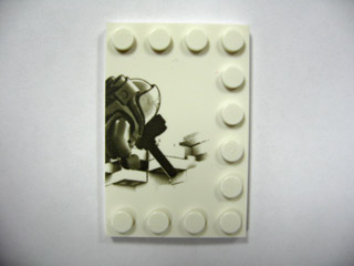 Lego Tile, Modified 4 x 6 with Studs on Edges with Deep Sea Scuba Diver Right Half Pattern