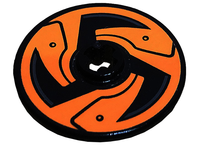 Lego Technic, Disk 3 x 3 with Black Blades and Circles on Orange Background Pattern (Sticker) - Set 70672