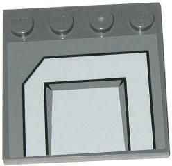 Lego Tile, Modified 4 x 4 with Studs on Edge with Light Bluish Gray Panels with Cut Top Left Corner Pattern Model Right Side (Sticker) - Set 75019