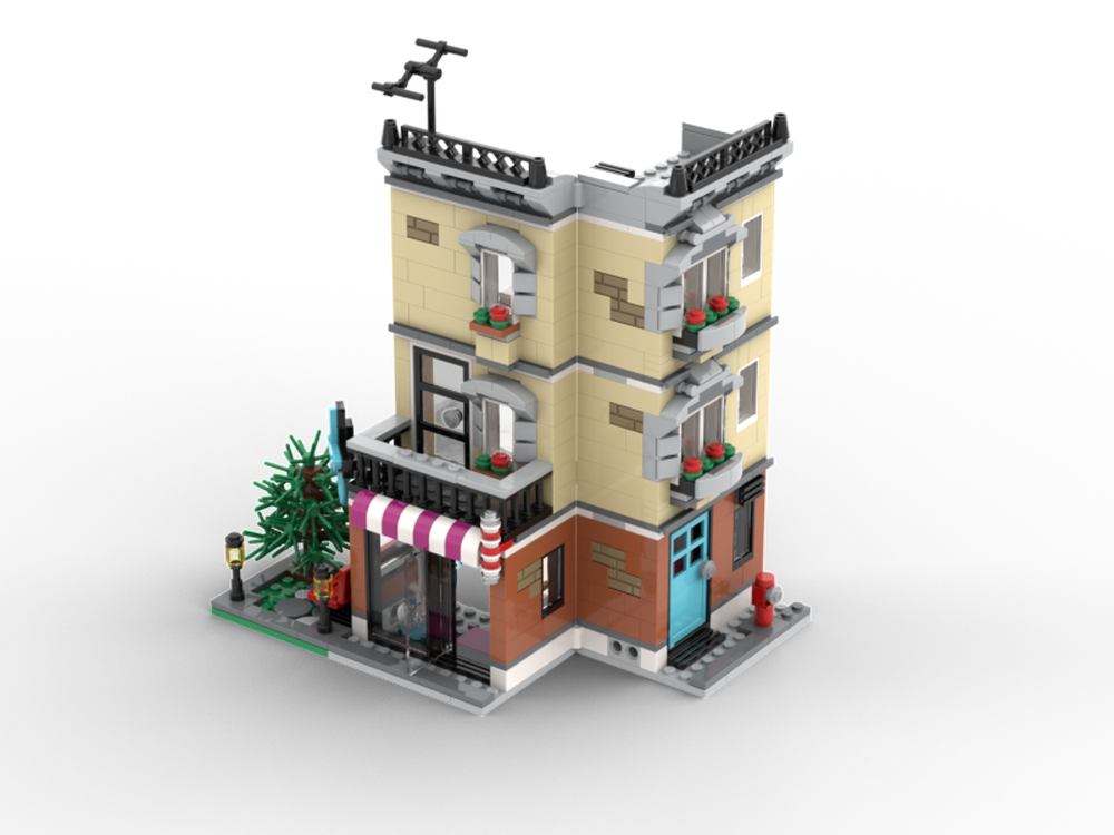 Lego Barber Shop next to Burger Shop
