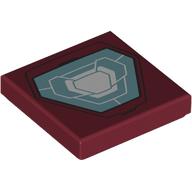 Lego Tile 2 x 2 with Sand Green/White Rectangle Arc Reactor Print