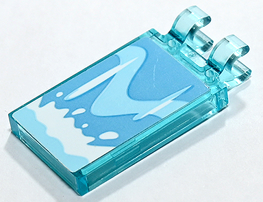 Lego Tile, Modified 2 x 3 with 2 Open O Clips with Waterfall and Splashing Water Pattern (Sticker) - Set 80019