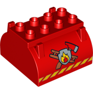 Lego Duplo Container Tank Upper Section with Stripes and Fire Logo Print
