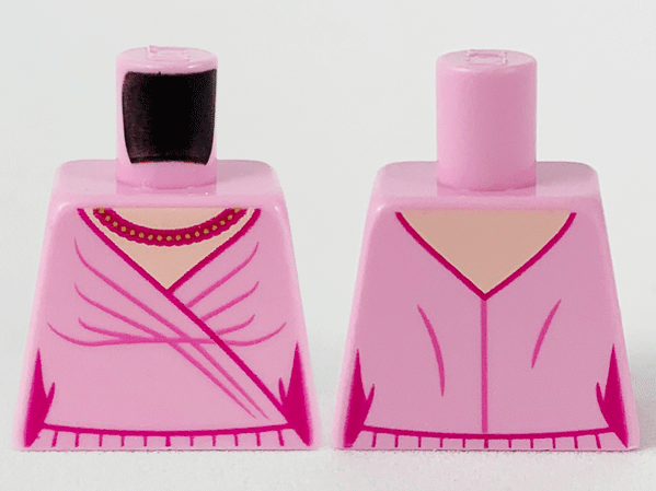 Lego Torso Female Dress, Light Nougat Neck, Magenta and Gold Necklace, Magenta Hem and Gather Lines Pattern / Bright Pink