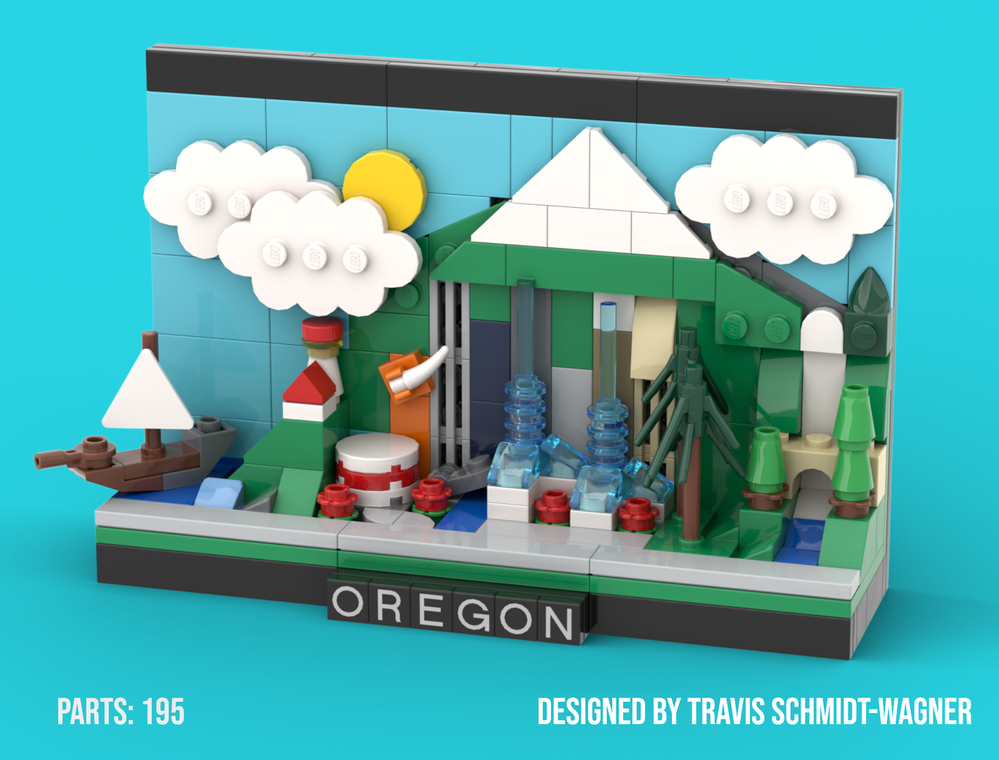 Lego Road Trip Across the USA: Oregon State Postcard