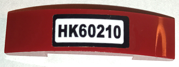 Lego Slope, Curved 4 x 1 x 2/3 Double with 'HK60210' Pattern (Sticker) - Set 60210