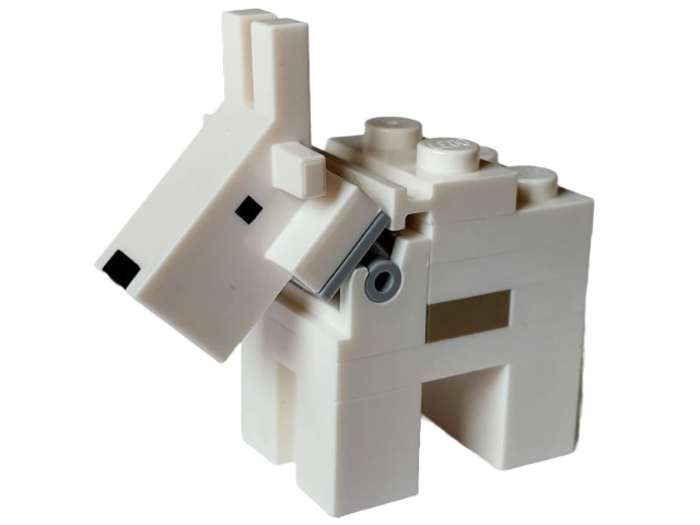 Lego Minecraft Goat (4 Studs on Top, Plate 1 x 2 on Back) - Brick Built
