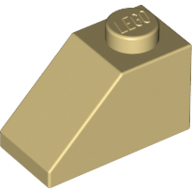 Lego Brick Sloped 45° 2 x 1 with Bottom Pin / Tan