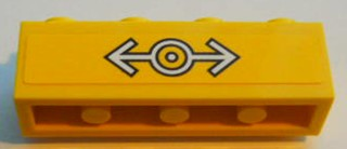Lego Brick, Modified 1 x 4 with Studs on Side with Train Logo White on Yellow Background Pattern (Sticker) - Set 7939