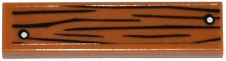 Lego Tile 1 x 4 with Wood Grain and 2 Silver Nails Pattern (Sticker) - Set 60095 / Medium Nougat