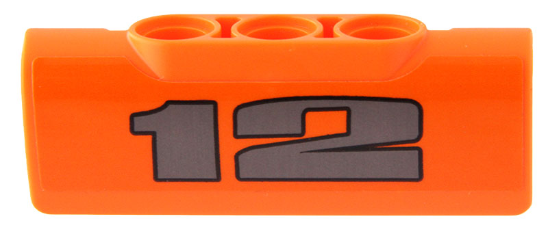 Lego Technic, Panel Curved 2 x 5 x 1 with Silver '12' with Black Outline Pattern (Sticker) - Set 42204 / Orange