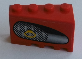 Lego Stickered Assembly 4 x 2 x 2 with Air Intake Grille, Wide Reflection and Pull Ring Pattern Model Right Side (Sticker) - Set 8143