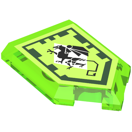 Lego Tile Special 2 x 3 Pentagonal with Nexo Power Shield Print - Mechanical Griffin