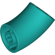 Lego Brick Round 2 x 2 D. Tube with 45° Elbow and Axle Holes (Crossholes) at Each End [SHORT] / Dark Turquoise
