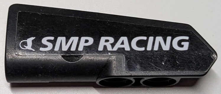 Lego Technic, Panel Fairing #22 Very Small Smooth, Side A with White 'SMP RACING' Pattern (Sticker) - Set 42125
