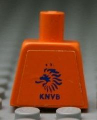 Lego Torso Soccer Dutch National Player, KNVB Logo Sticker Front, Black/White Number Sticker Back Pattern (specify number in listing) / Orange