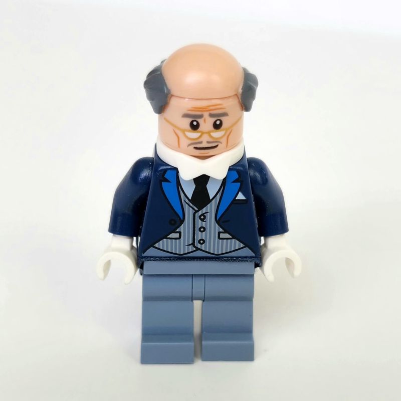 Lego Alfred Pennyworth, Balding, Dark Blue Suit with Pinstripe Vest