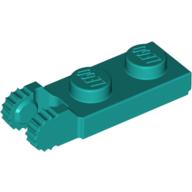 Lego Hinge Plate 1 x 2 Locking with 2 Fingers On End, with Groove, 9 Teeth / Dark Turquoise