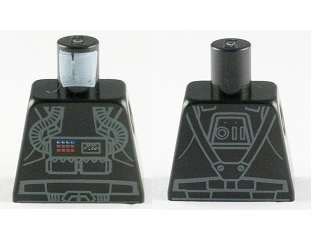 Lego Torso SW Clone Pilot Light Gray Outline Pattern / Black