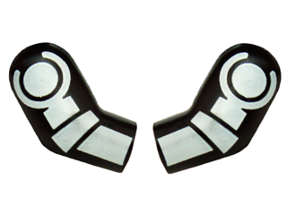 Lego Arm, (Matching Left and Right) Pair with White Minifigure Skeleton Pattern / Black