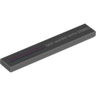 Lego Tile 1 x 6 with White 'DOT MATRIX WITH STEREO', Dark Pink/Dark Blue Lines Print / Dark Bluish Gray