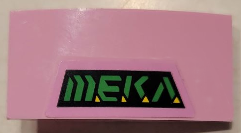 Lego Slope, Curved 4 x 2 with 'MEKA' Pattern Model Left Side (Sticker) - Set 75973 / Bright Pink