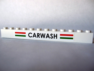 Lego Brick 1 x 12 with 'CARWASH' Pattern (Sticker) - Set 10184