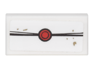 Lego Tile 1 x 2 with Envelope with Red Wax Seal and Ink Spots Pattern (Sticker) - Set 76060 / White