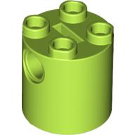 Lego Brick Round 2 x 2 x 2 Robot Body, Axle Holder '+' Orientation / Lime