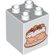 Lego Duplo Brick 2 x 2 x 2 with Pavlova Print / White